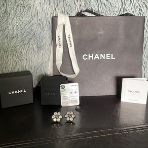 *SOLD* Authentic Chanel Black Flower Earrings